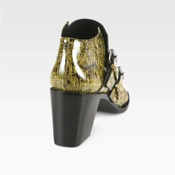 Tibi Billie Lizard-Embossed Leather Ankle Boots Size 39.5