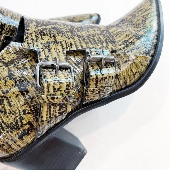 Tibi Billie Lizard-Embossed Leather Ankle Boots Size 39.5