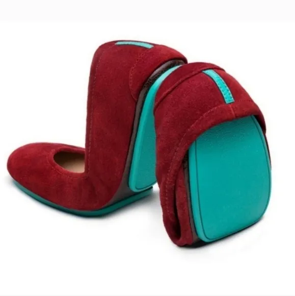 Tieks Rouge Dark Red Suede Ballet Slip On Flats Shoes