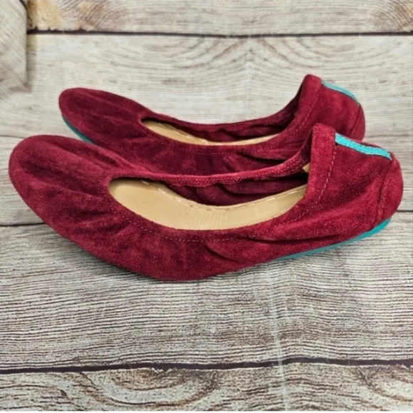 Tieks Rouge Dark Red Suede Ballet Slip On Flats Shoes