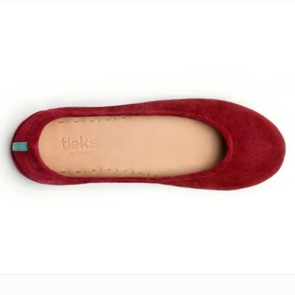 Tieks Rouge Dark Red Suede Ballet Slip On Flats Shoes