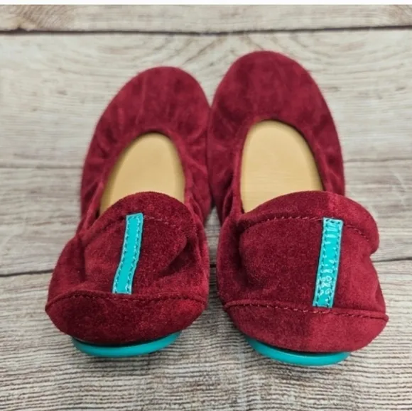 Tieks Rouge Dark Red Suede Ballet Slip On Flats Shoes