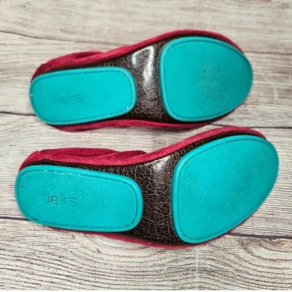 Tieks Rouge Dark Red Suede Ballet Slip On Flats Shoes