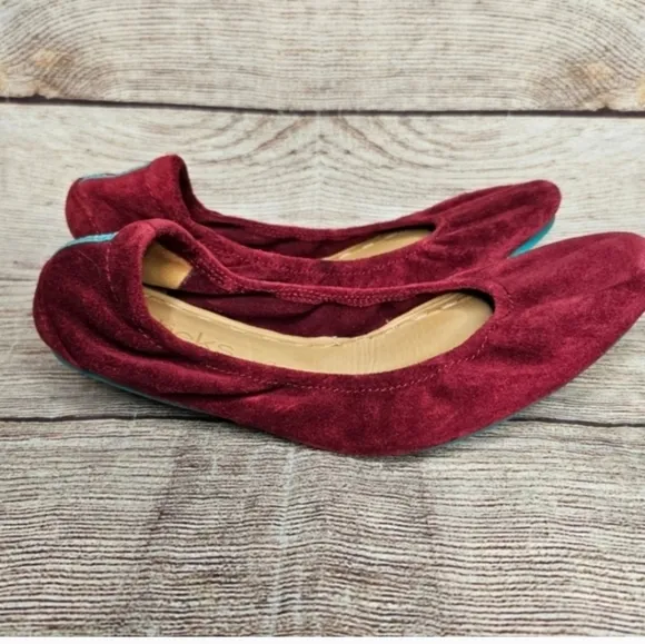 Tieks Rouge Dark Red Suede Ballet Slip On Flats Shoes