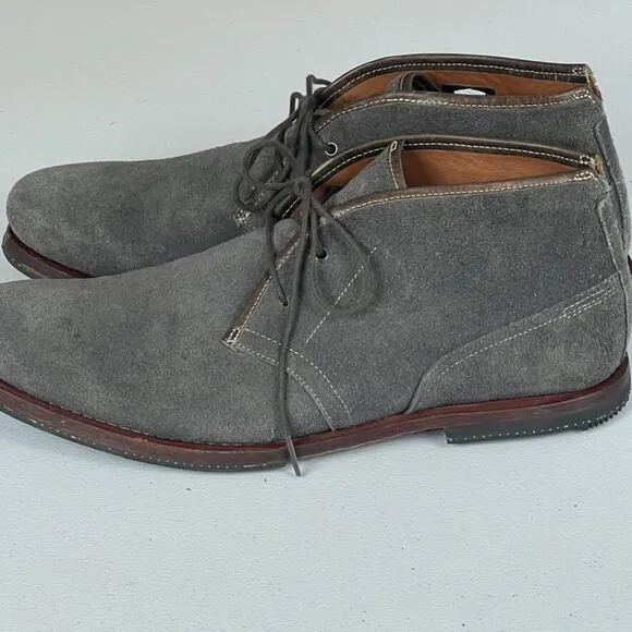 Timberland Chukka Boots Mens 9 Gray Leather Suede Ankle Lace Up Iconic