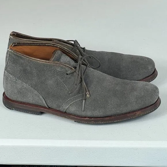 Timberland Chukka Boots Mens 9 Gray Leather Suede Ankle Lace Up Iconic