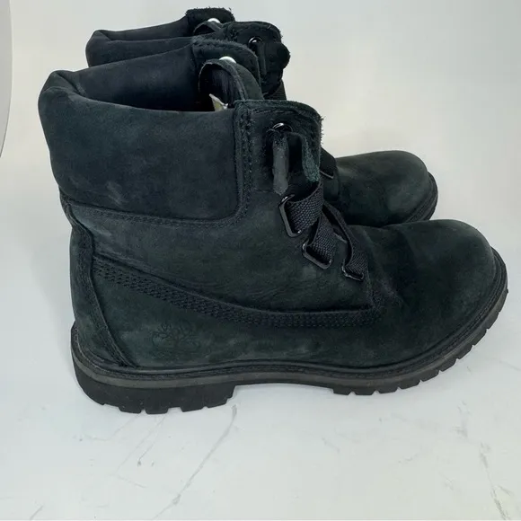Timberland Jayne Black Boots 6.5 Lace Up Nubuck Leather Casual Durable Comfort