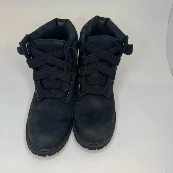 Timberland Jayne Black Boots 6.5 Lace Up Nubuck Leather Casual Durable Comfort