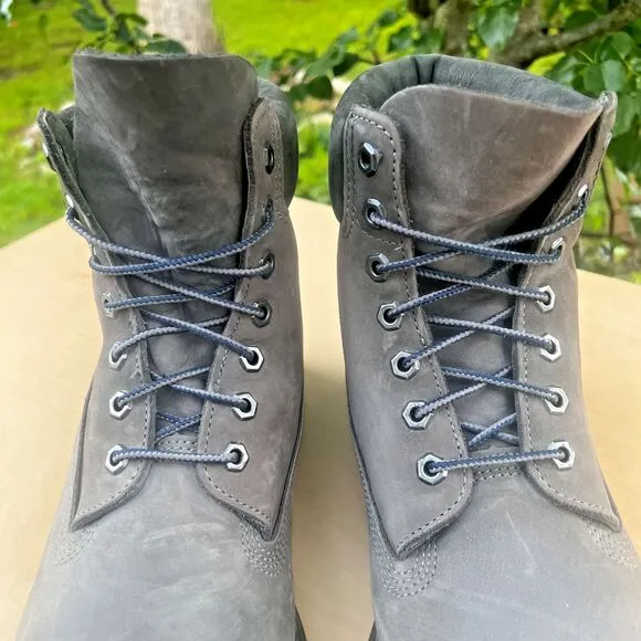 Timberland Men 11.5 Premium 400g Waterproof Boots Gray Leather Padded Collar