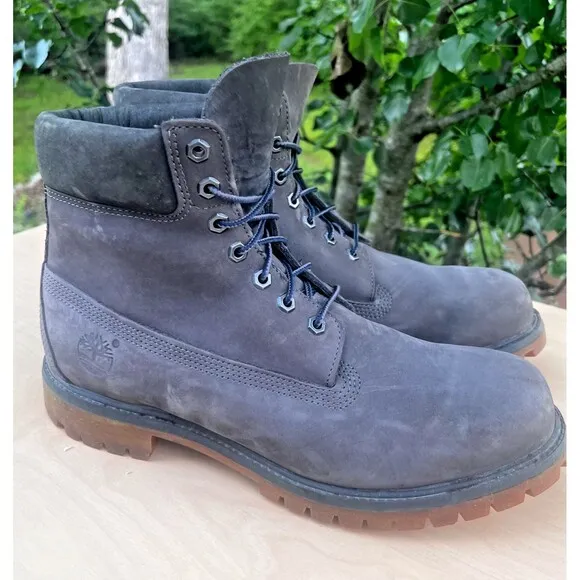 Timberland Men 11.5 Premium 400g Waterproof Boots Gray Leather Padded Collar