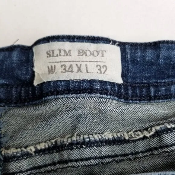TK AXEL Slim Boot Cut Medium Wash Denim Jeans Mens Size 34x32 Western Y2K Cowboy