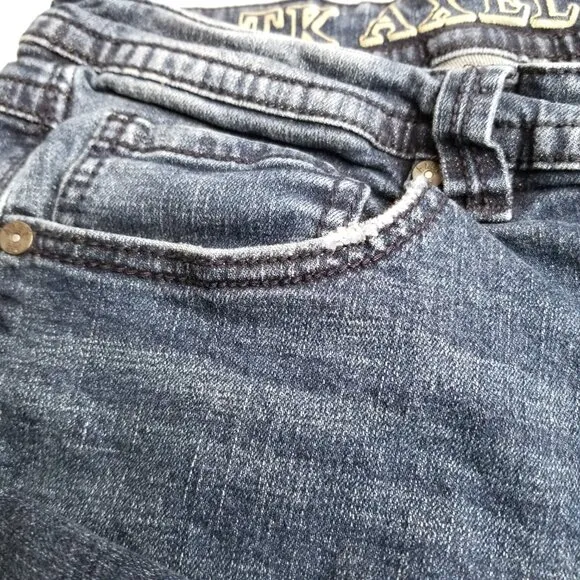 TK AXEL Slim Boot Cut Medium Wash Denim Jeans Mens Size 34x32 Western Y2K Cowboy