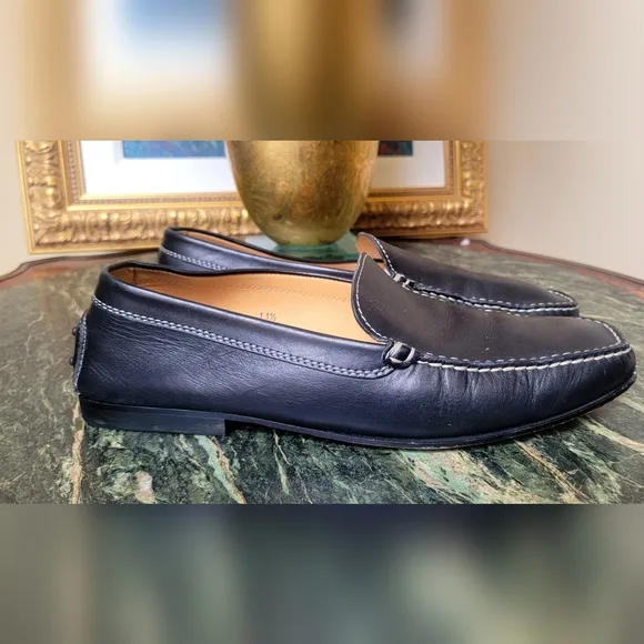 Tod's Black Leather Men's Slip On Loafers Driving Shoes 11.5