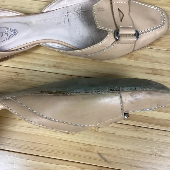 Tod’s Tan Leather Flats Shoes 8.5
