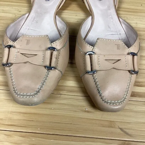 Tod’s Tan Leather Flats Shoes 8.5