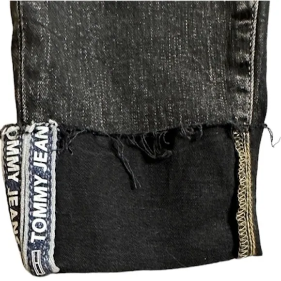 Tommy Hilfiger Womens Black Skinny Jeans Cuffed Hipster Chic Faded Denim, Sz 6