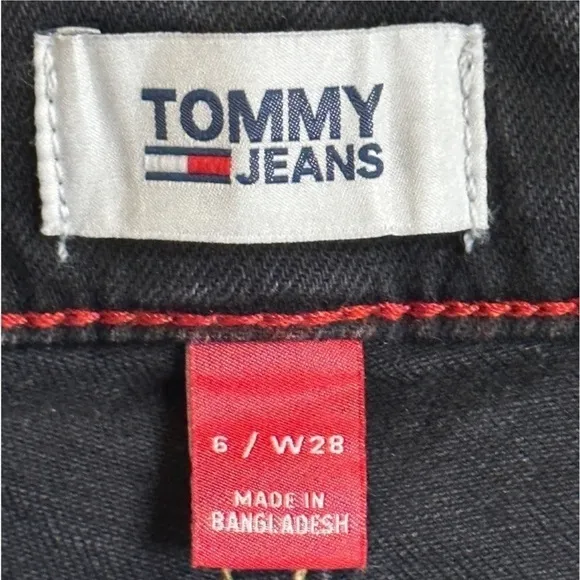 Tommy Hilfiger Womens Black Skinny Jeans Cuffed Hipster Chic Faded Denim, Sz 6