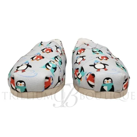 TOMS Alparagata Ortholite Faux Fur Glacier Grey Winter Penguins Slip-On Shoes