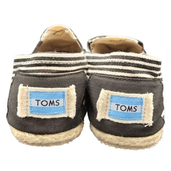 TOMS Classic Canvas Alpargatas Men's Shoes Black Striped size 10 NWOT