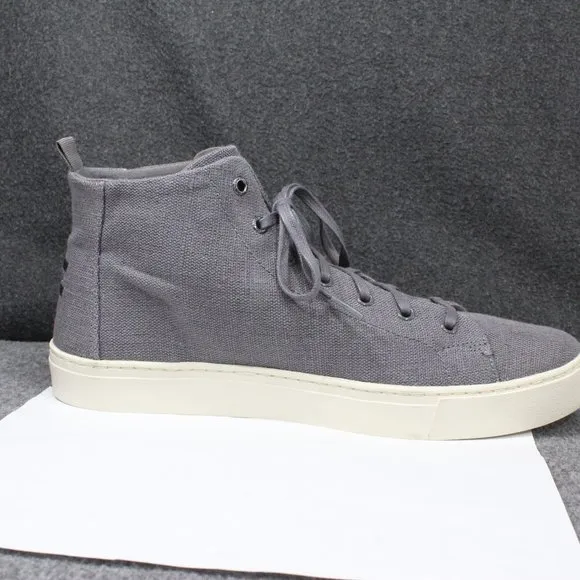 Toms Lenox High Top Sneakers, Hemp Gray Lace Up Shoes, Men's Size 12