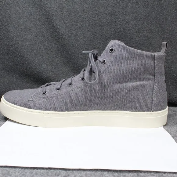 Toms Lenox High Top Sneakers, Hemp Gray Lace Up Shoes, Men's Size 12