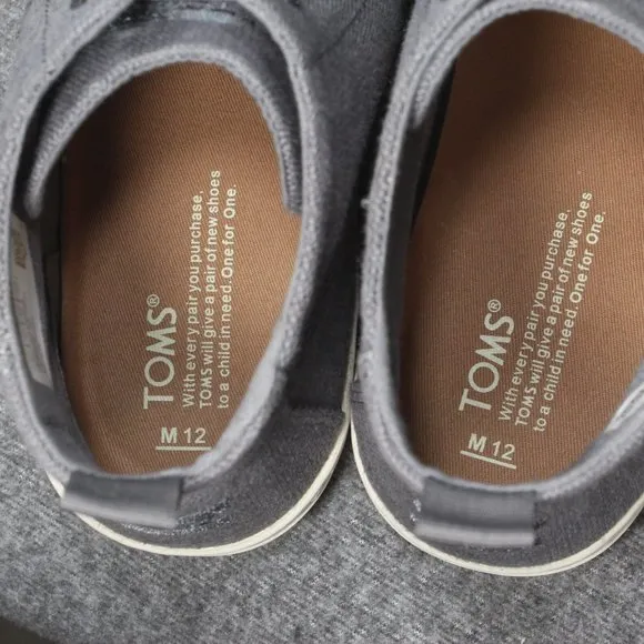 Toms Lenox High Top Sneakers, Hemp Gray Lace Up Shoes, Men's Size 12