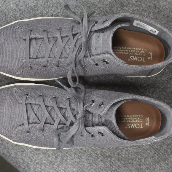 Toms Lenox High Top Sneakers, Hemp Gray Lace Up Shoes, Men's Size 12