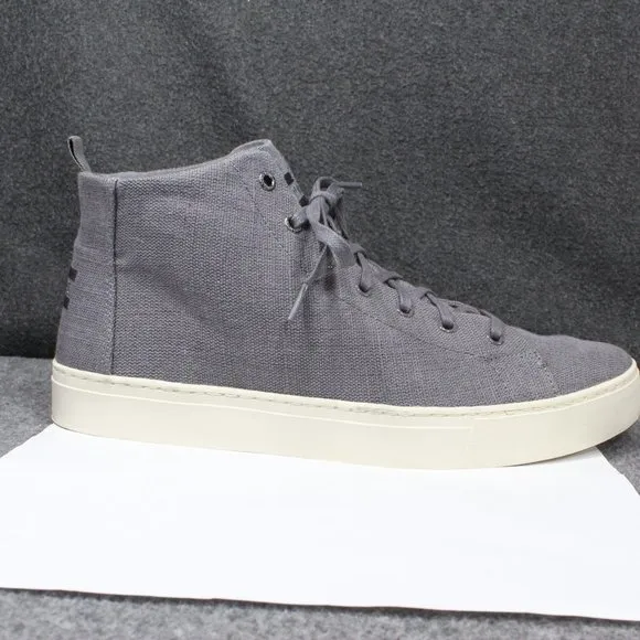 Toms Lenox High Top Sneakers, Hemp Gray Lace Up Shoes, Men's Size 12
