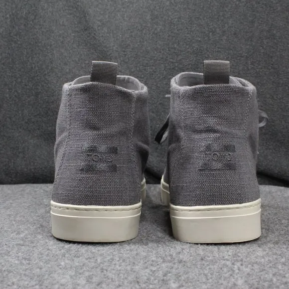 Toms Lenox High Top Sneakers, Hemp Gray Lace Up Shoes, Men's Size 12