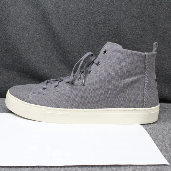 Toms Lenox High Top Sneakers, Hemp Gray Lace Up Shoes, Men's Size 12