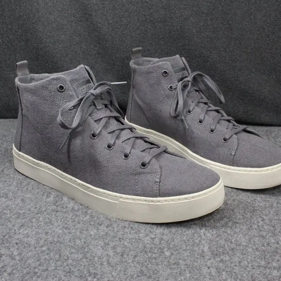 Toms Lenox High Top Sneakers, Hemp Gray Lace Up Shoes, Men's Size 12