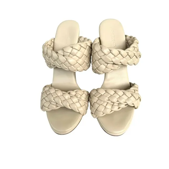 Toni Bianco Kimberley Woven Sandals Cream Vanilla Stiletto Heel Mules Women’s