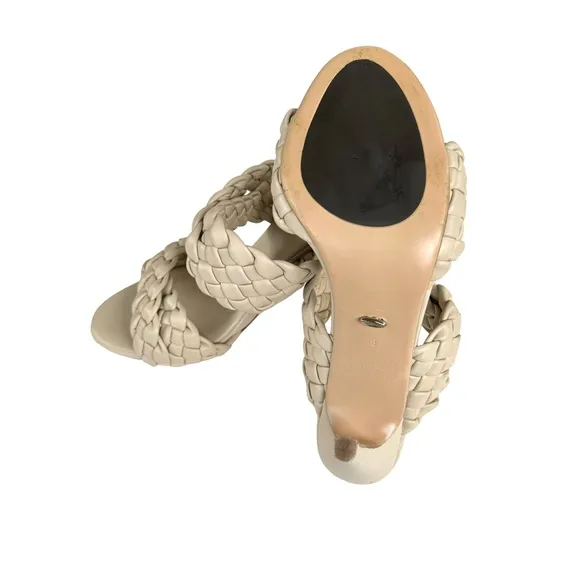 Toni Bianco Kimberley Woven Sandals Cream Vanilla Stiletto Heel Mules Women’s