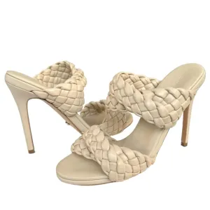 Toni Bianco Kimberley Woven Sandals Cream Vanilla Stiletto Heel Mules Women’s