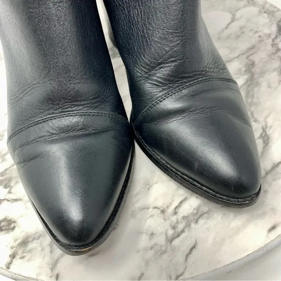 Tony Bianco Bentley Black Leather Zip Booties 6.5 Sleek Minimalist Chic