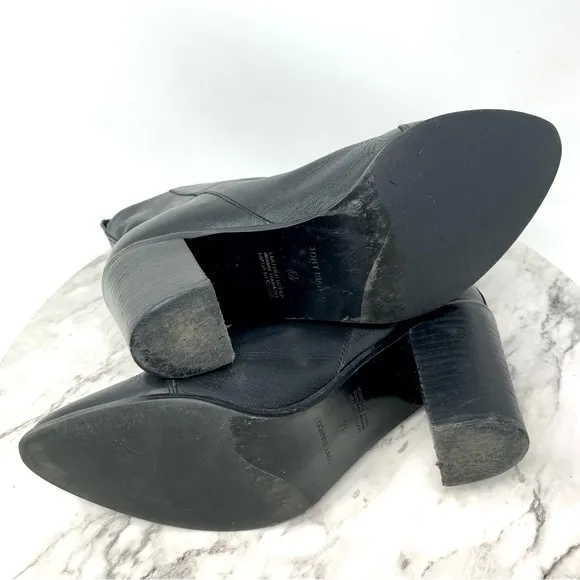 Tony Bianco Bentley Black Leather Zip Booties 6.5 Sleek Minimalist Chic