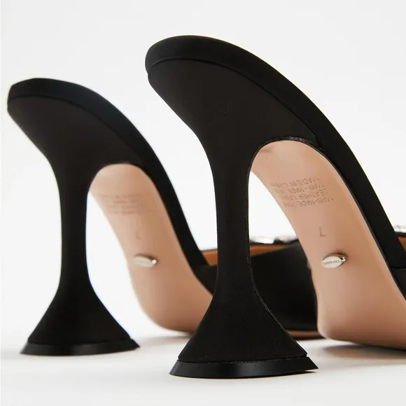 Tony Bianco Montana Mule Heels - Black Satin