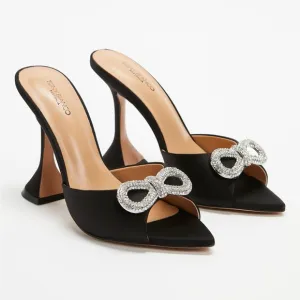 Tony Bianco Montana Mule Heels - Black Satin
