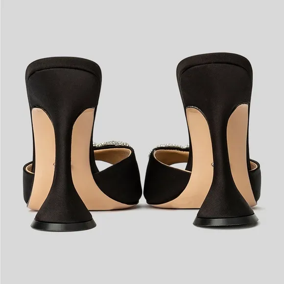 Tony Bianco Montana Mule Heels - Black Satin