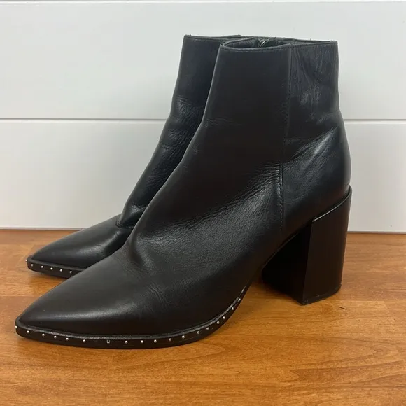 Tony Bianco Shoes Womens 7.5 Bailey Black Albany Ankle Boots Studded Pointed Toe
