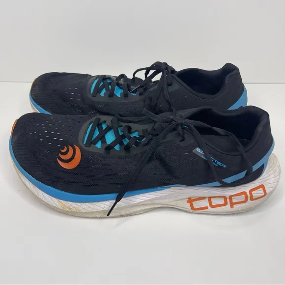 Topo Specter Mens 12.5 Shoes Black Blue Running Sneaker Gym Walking Athletic