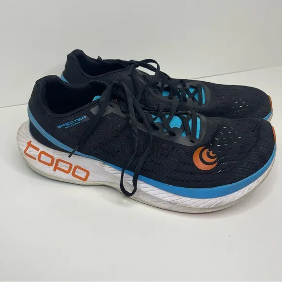 Topo Specter Mens 12.5 Shoes Black Blue Running Sneaker Gym Walking Athletic
