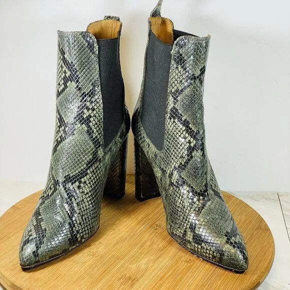 TORAL Women Snakeskin Heel Boots Size 40 US 9/9.5  Heel 4” Leather