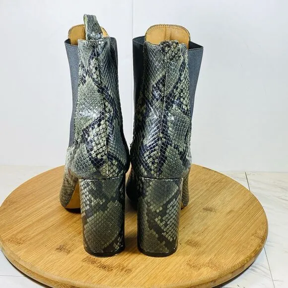 TORAL Women Snakeskin Heel Boots Size 40 US 9/9.5  Heel 4” Leather