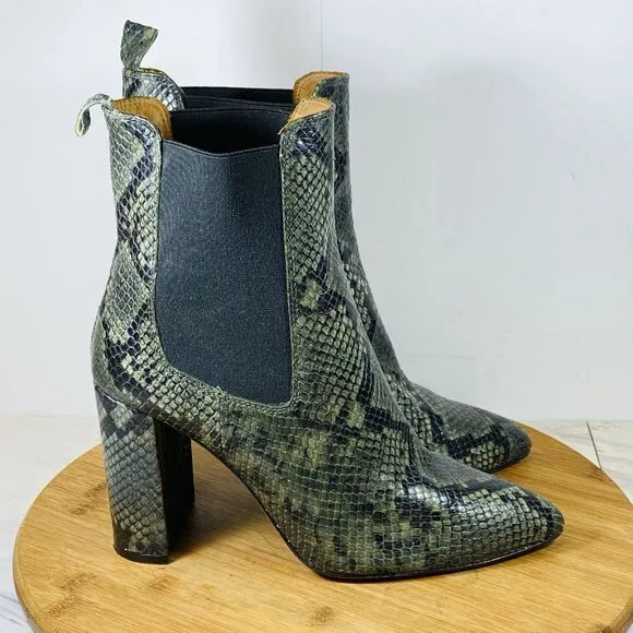 TORAL Women Snakeskin Heel Boots Size 40 US 9/9.5  Heel 4” Leather