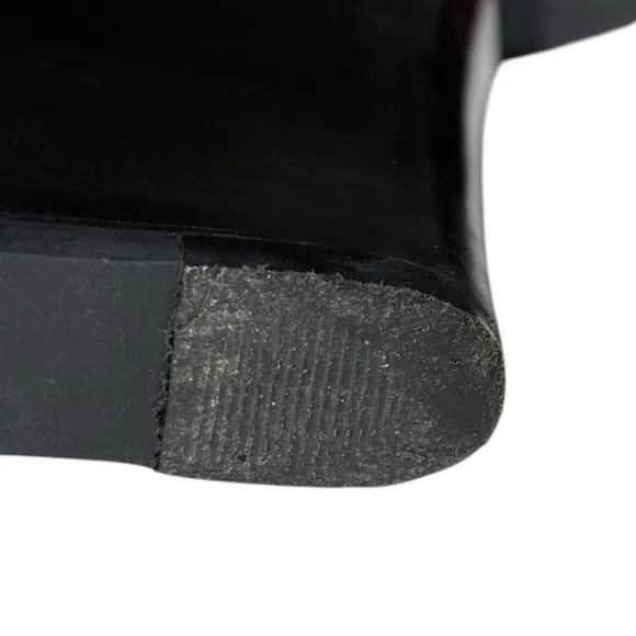 Tory Burch Aaden stacked Wedge Ankle Boots Black Suede Harness Logo Emblem | 8 M
