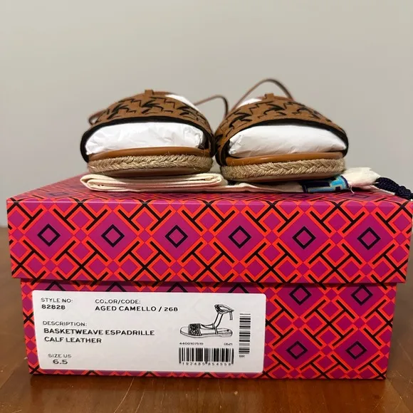 Tory Burch Basketweave Espadrille sandals, 6.5