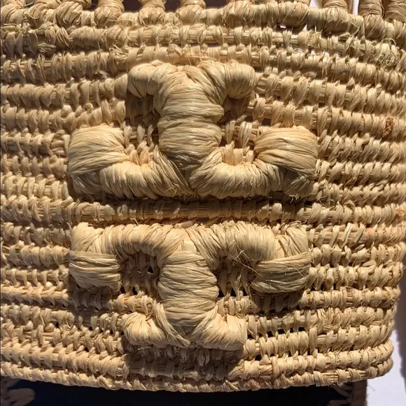 Tory Burch Eleanor Raffia Double T Slide Sandals NWOT