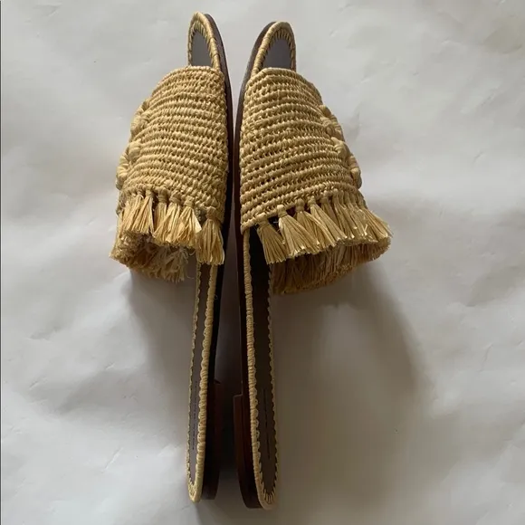 Tory Burch Eleanor Raffia Double T Slide Sandals NWOT