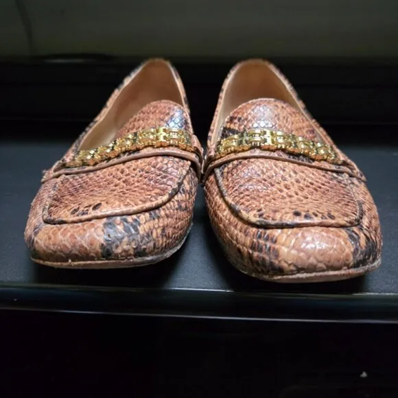 Tory Burch Gemini Link Snake Embossed Loafers
